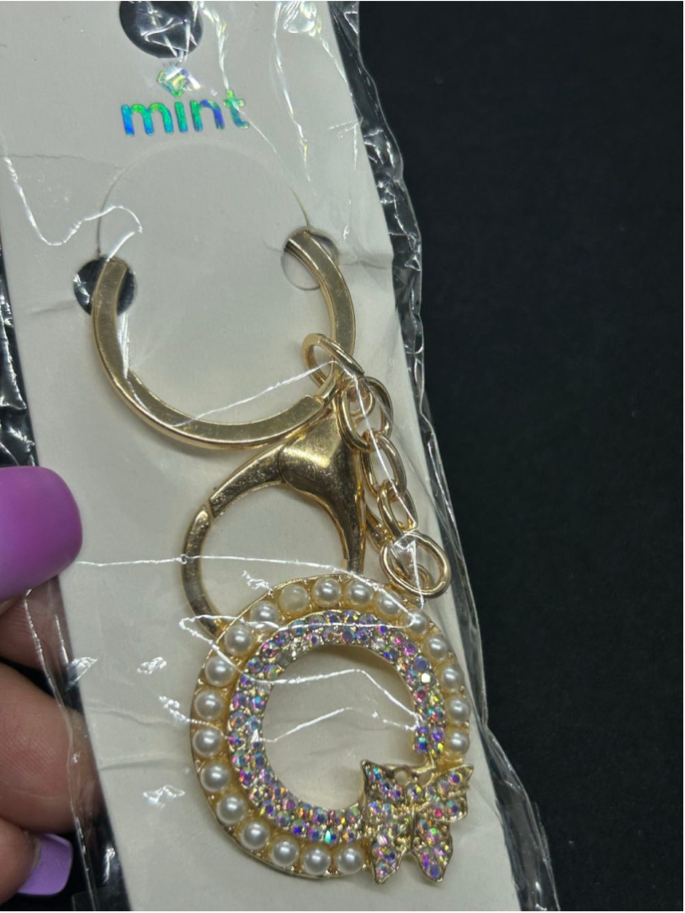 Women's Unbranded Letter C Keychain One Size Gold White